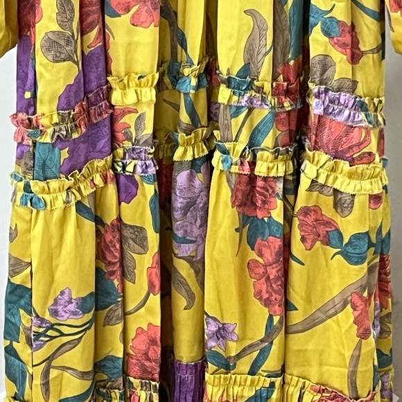 NWT Current Air Yellow Floral Ruffle Midi Dress Size M - Picture 5 of 6